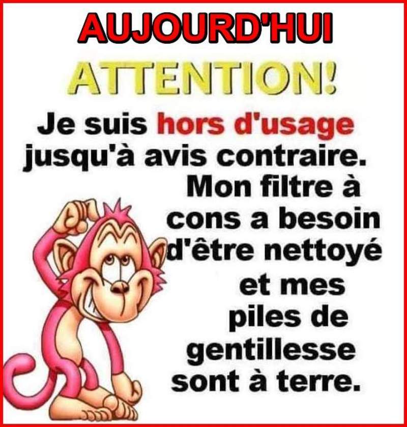 Aujourd'hui mon humeur Hors d'usage (image texte)