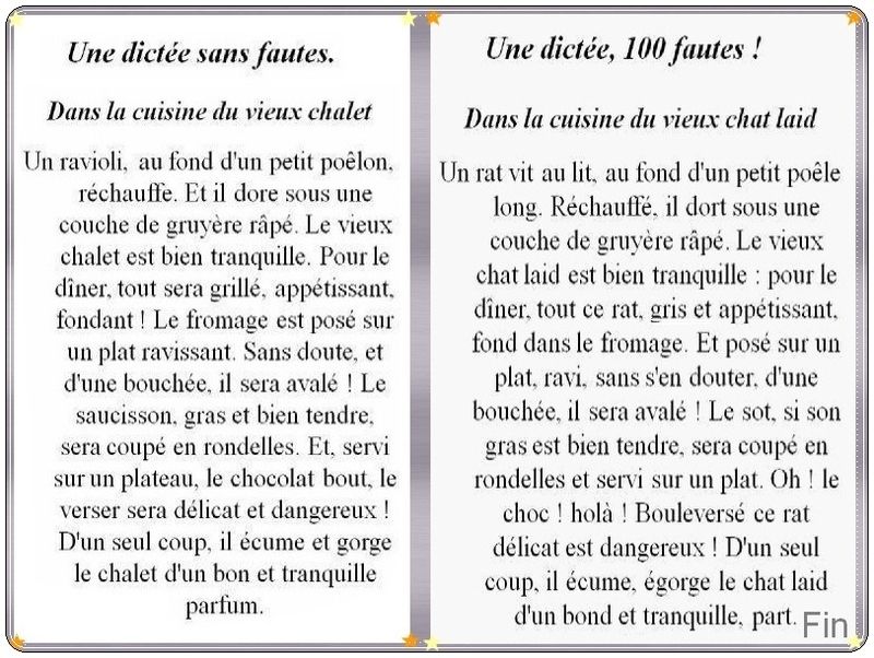gif: image texte: dictée sans faute ou 100 fautes?