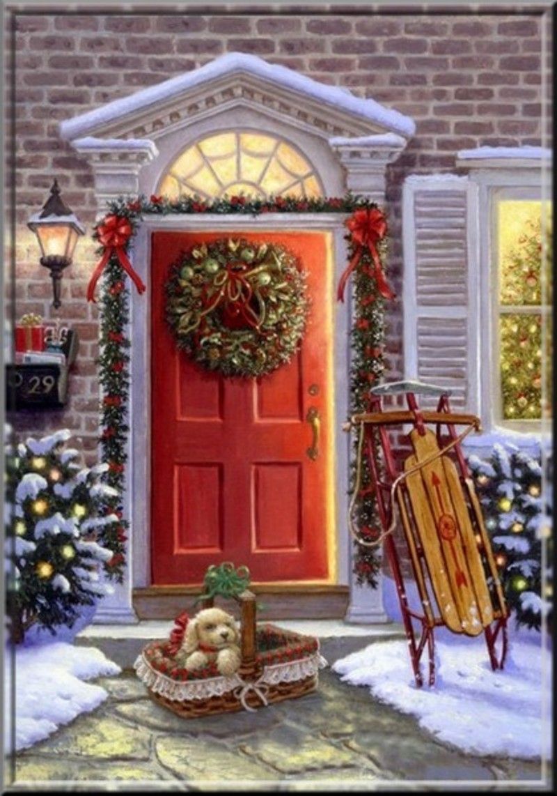 gif: porte et fenètre avec décoration de Noel (dont animée)